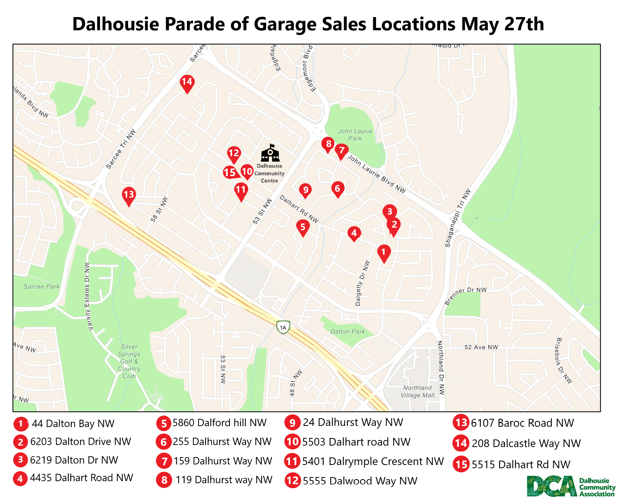 Updated - Parade of Garage Sales Map May 27 2023